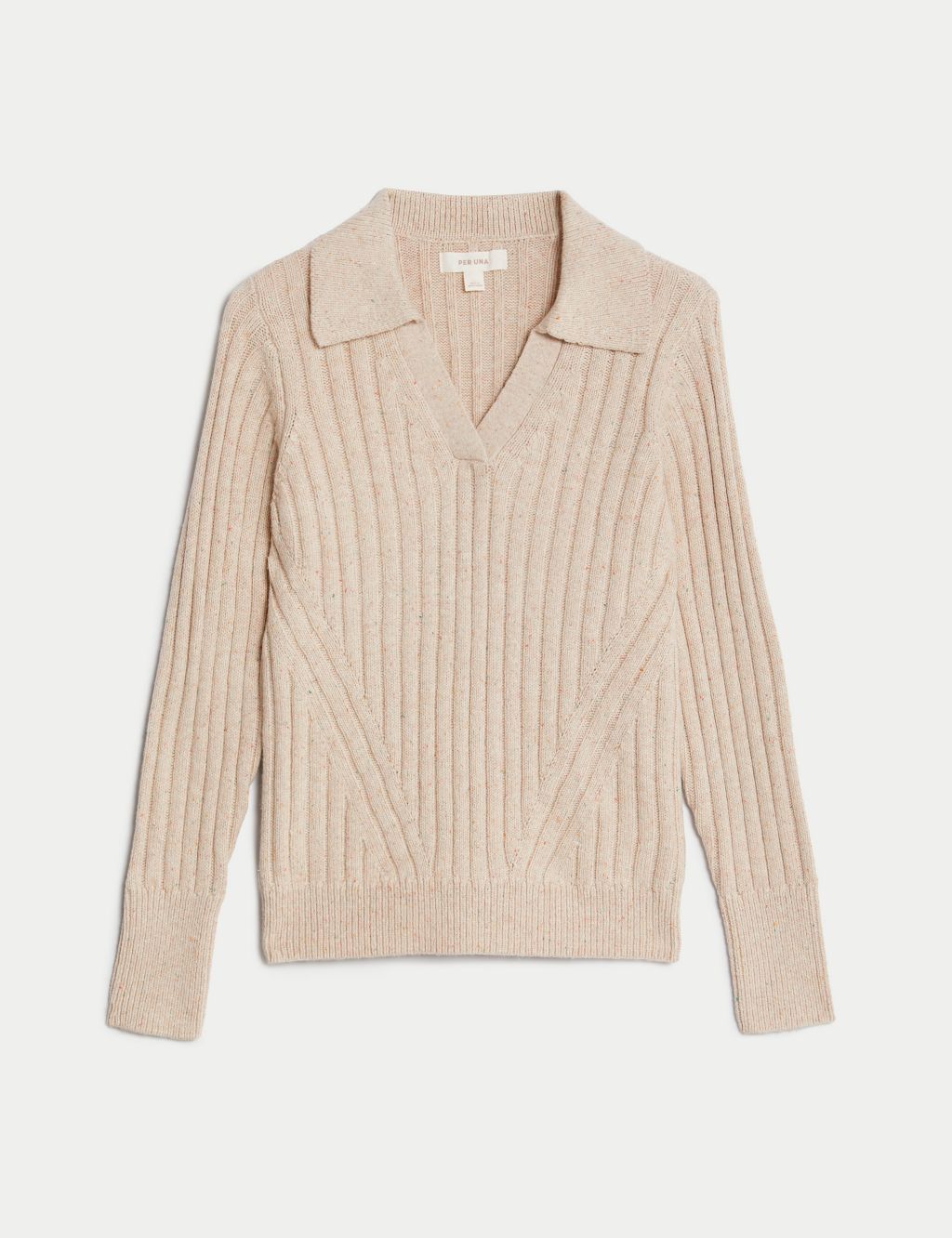 Cotton Rich Ribbed Collared Jumper image 2