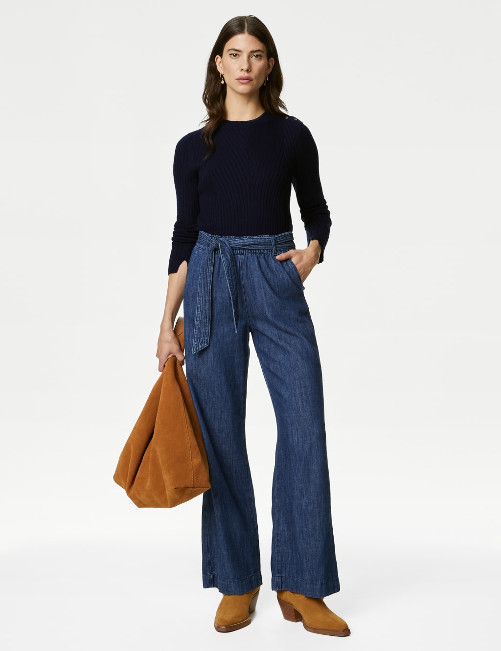 Cotton Blend Ribbed Button Detail Jumper image 4
