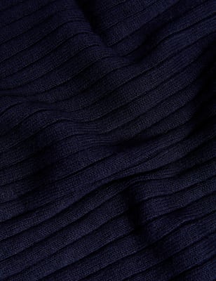 Per Una Womens Cotton Blend Ribbed Button Detail Jumper - 8 - Navy, Navy,Winter Lime