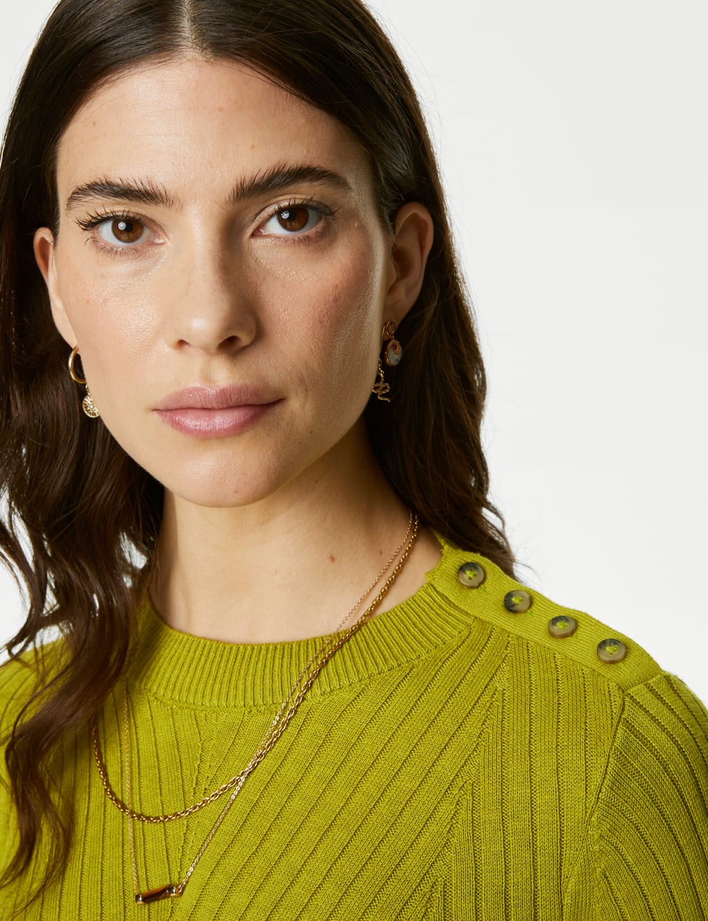 Cotton Blend Ribbed Button Detail Jumper image 4