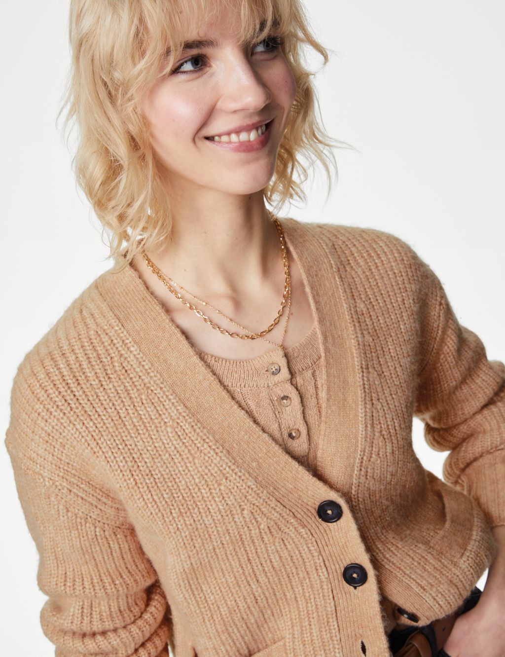 Knitted V-Neck Relaxed Cardigan with Wool image 4
