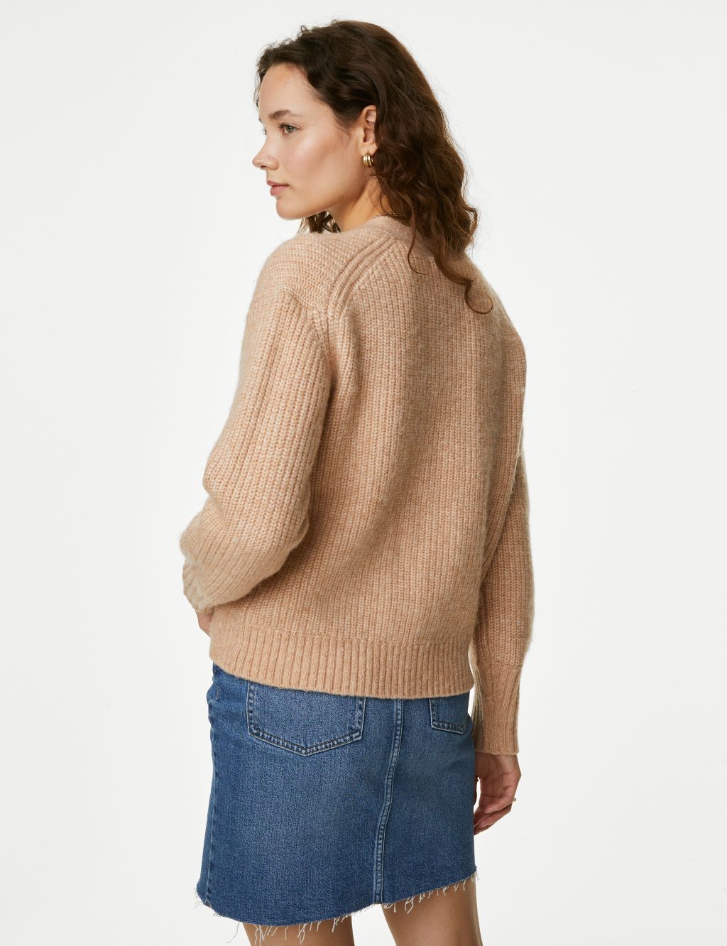 Knitted V-Neck Relaxed Cardigan with Wool image 6