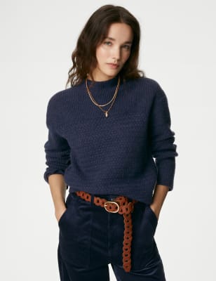 

Womens Per Una Funnel Neck Jumper with Wool - Navy, Navy