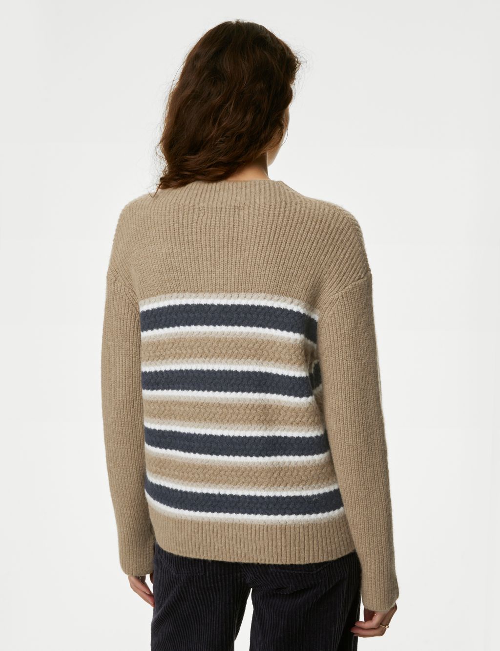 Striped Funnel Neck Jumper with Wool image 5