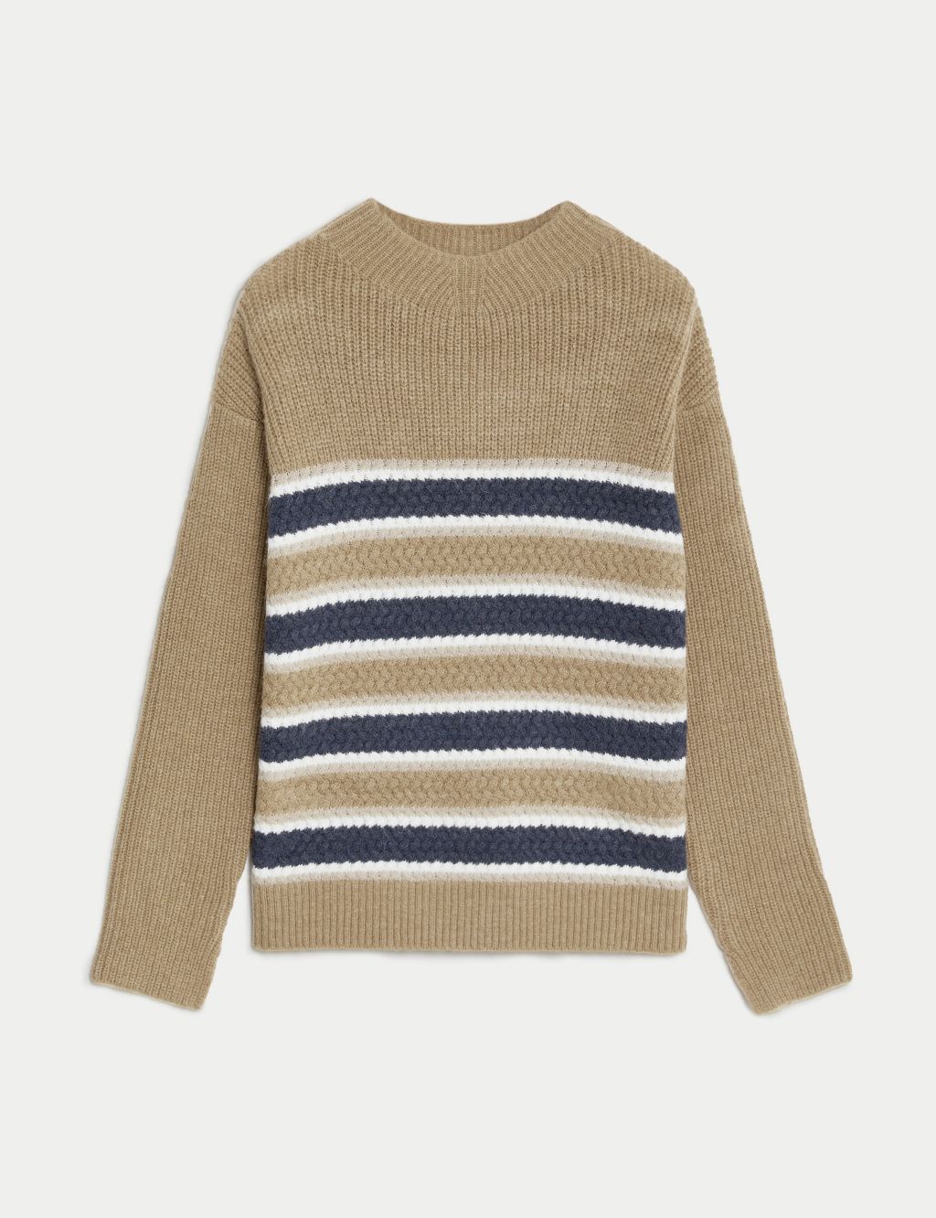 Striped Funnel Neck Jumper with Wool image 2