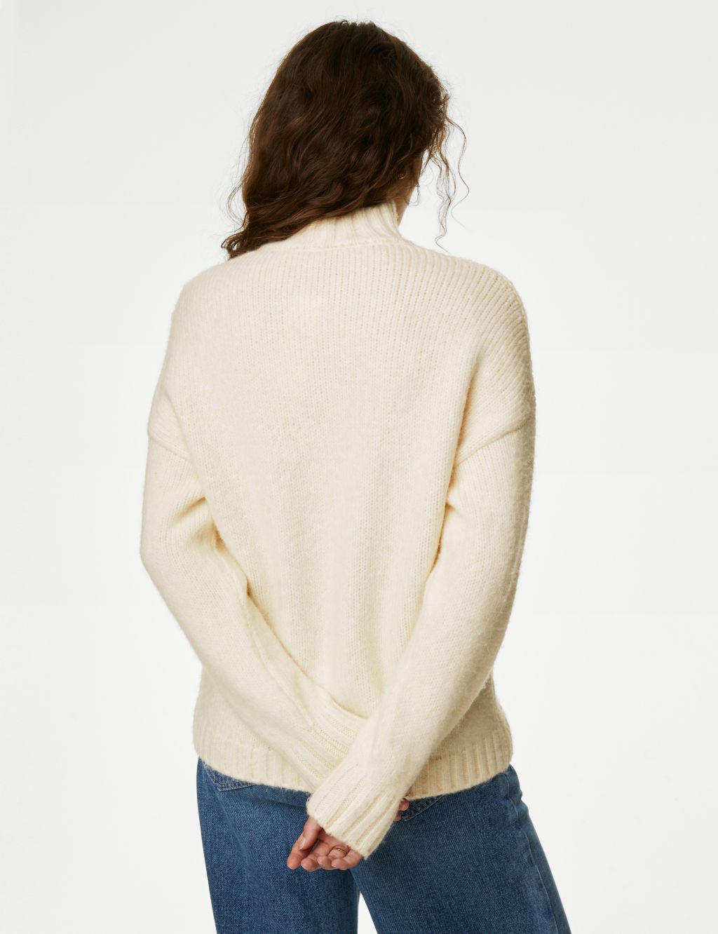 Cable Knit Longline Jumper with Wool image 6