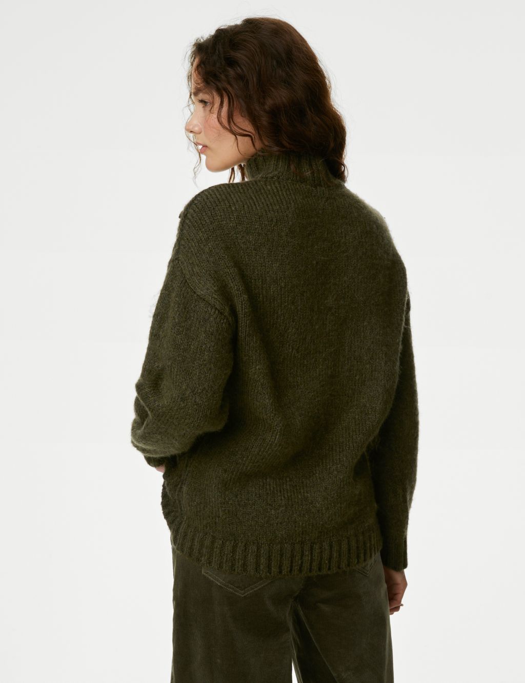 Cable Knit Longline Jumper with Wool image 5