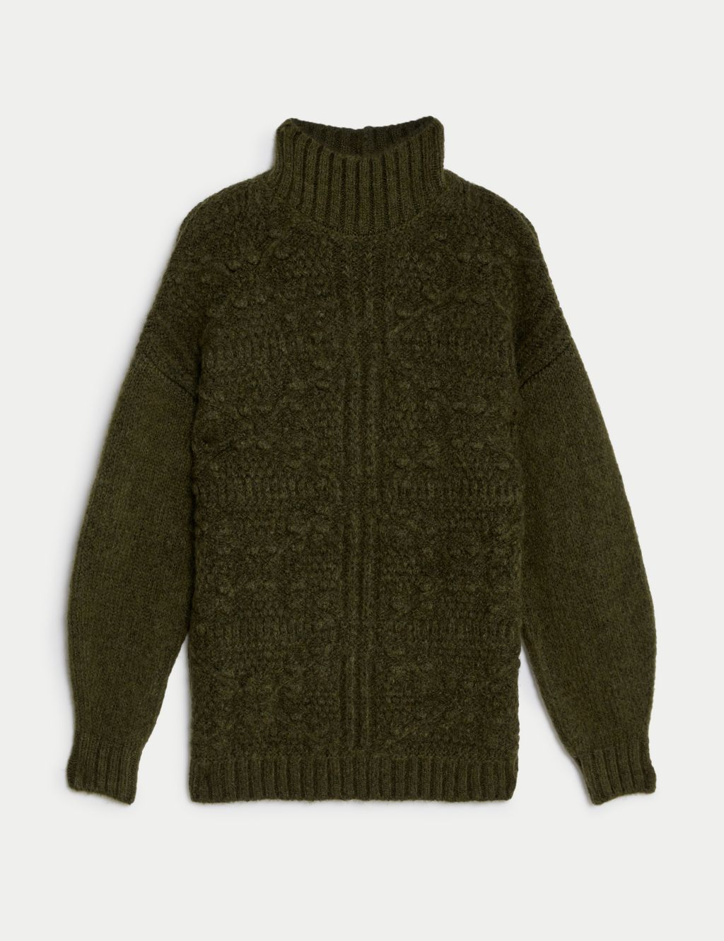 Cable Knit Longline Jumper with Wool image 2