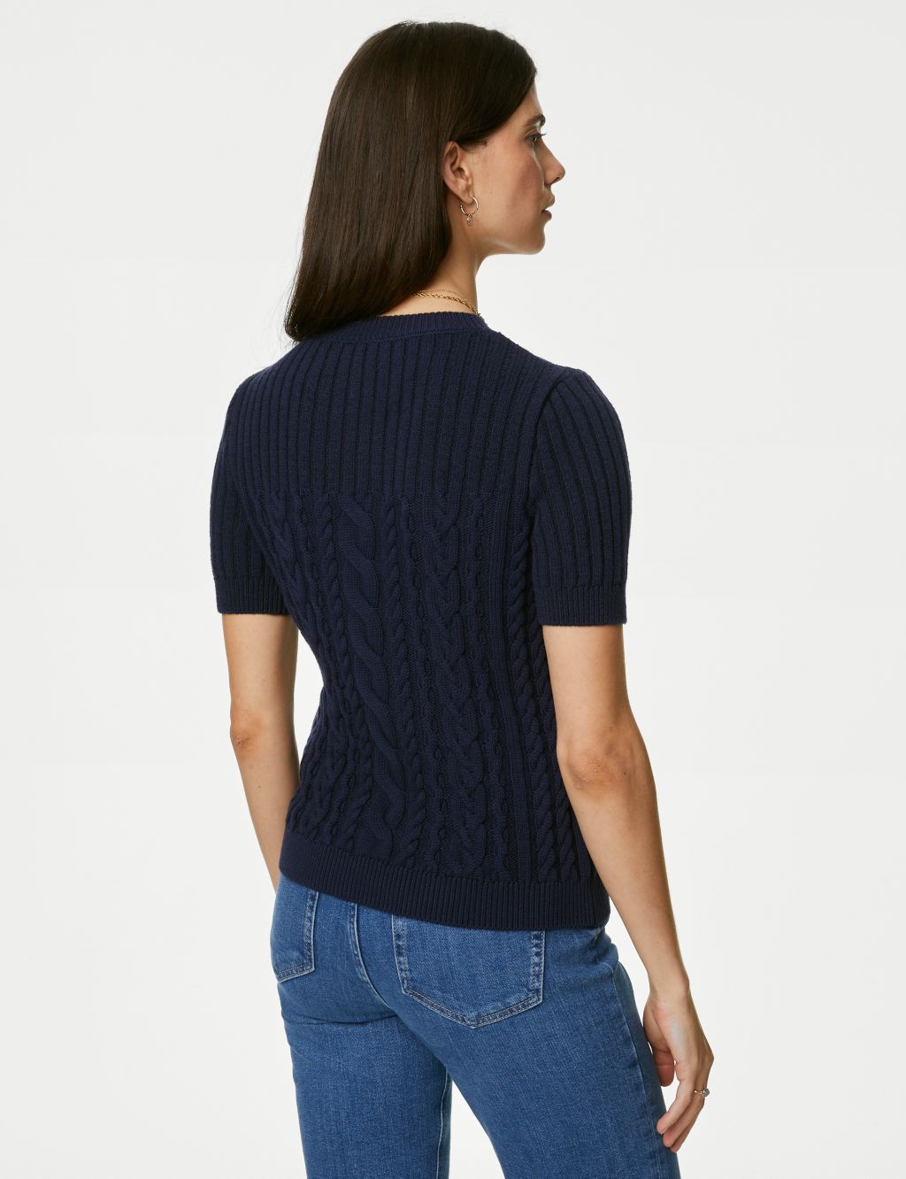 Cotton Rich Cable Knit Knitted Top image 5