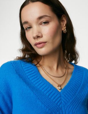 V-Neck Relaxed Jumper with Wool