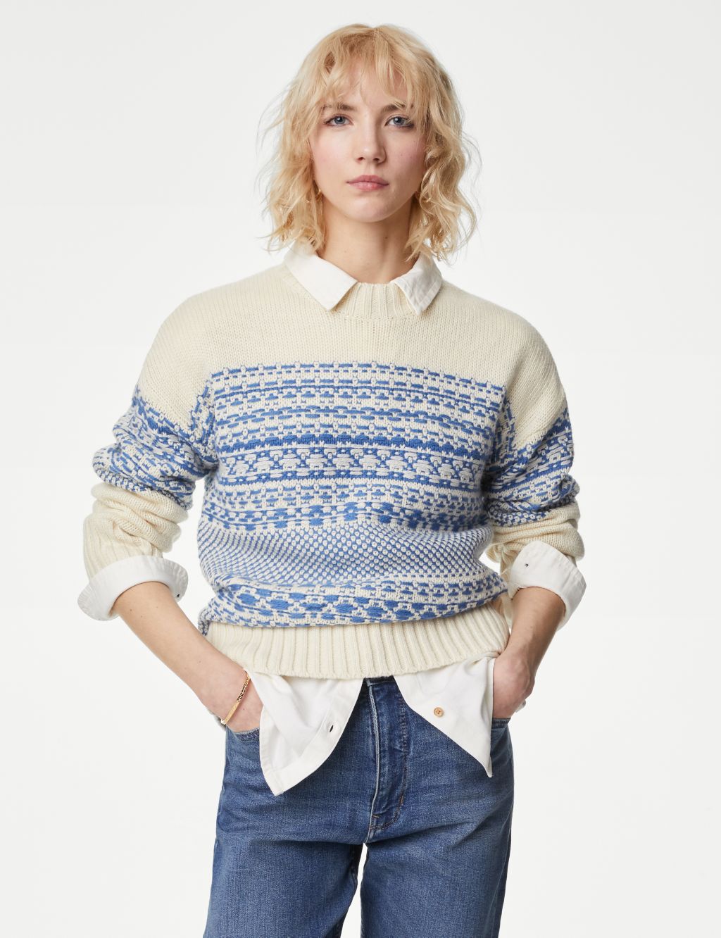 Fair Isle Ribbed Jumper with Wool image 3