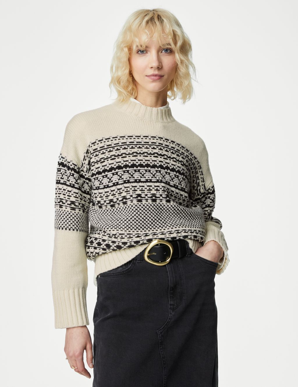 Fair Isle Ribbed Jumper with Wool image 4
