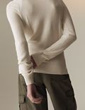 Prążkowany sweter z mieszanki bawełny z okrągłym dekoltem