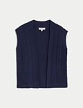 Cotton Rich Knitted Collarless Waistcoat