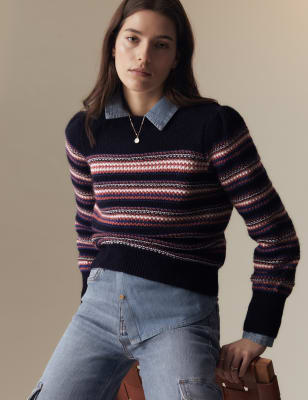 

Womens Per Una Striped Jumper - Navy Mix, Navy Mix