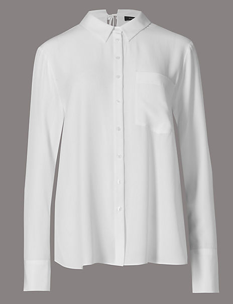 Pure Silk Tie Back Long Sleeve Shirt | Autograph | M&S