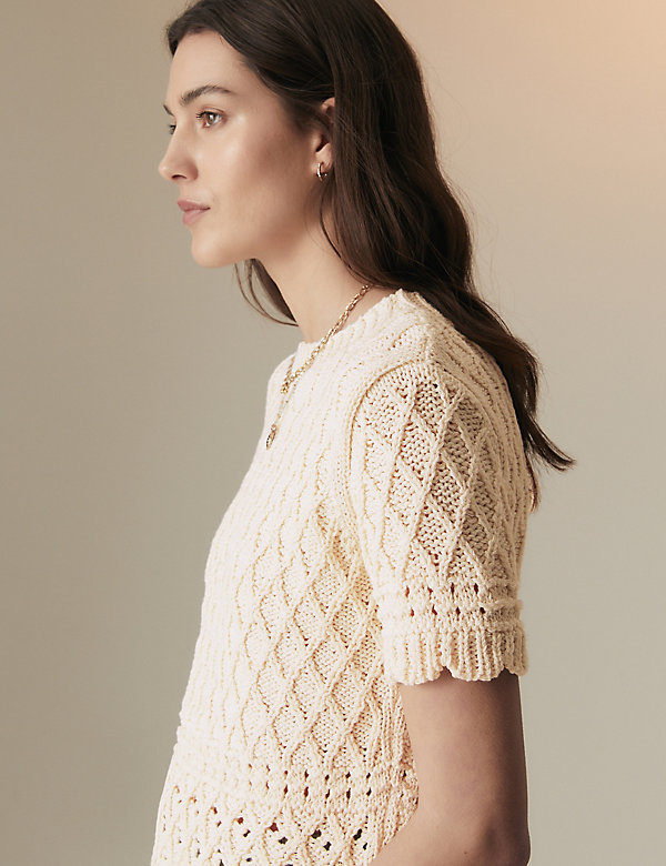 Cotton Rich Textured Knitted Top - JP