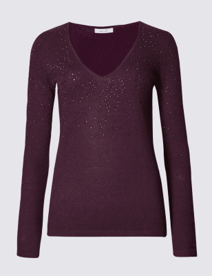 v neck sparkly jumper
