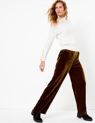 Velvet Wide Leg Trousers