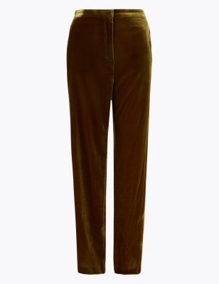 Velvet straight pants GOOD AMERICAN Brown size 8 UK in Velvet