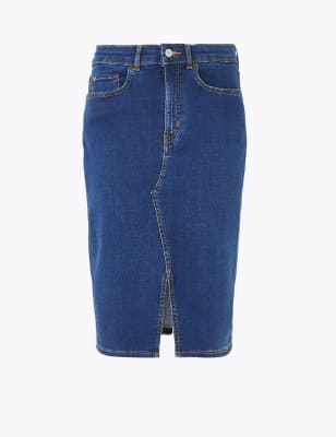 knee length jean skirts