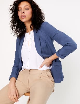 Blazer met enkele rij knopen en linnen