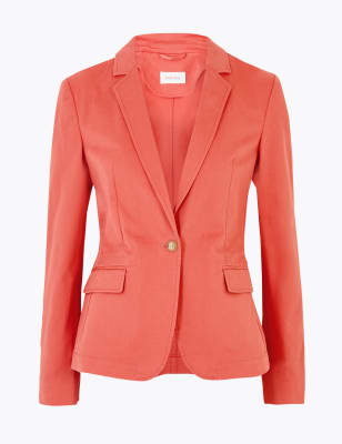 Katoenen blazer met &eacute;&eacute;n rij knopen