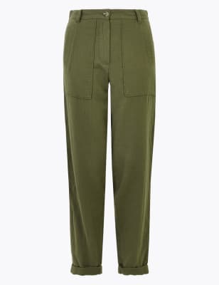 Praktische, taps toelopende broek van zuiver katoen