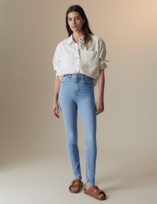 Lyocellrijke skinny jeans met hoge taille - BE