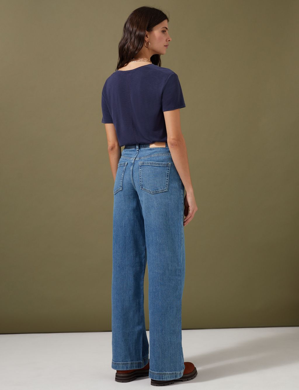 High Waisted Floral Wide Leg Jeans image 4