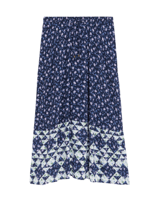 

Womens Per Una Geometric Floral Midaxi Tiered Skirt - Navy Mix, Navy Mix