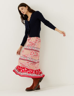 

Womens Per Una Floral Midaxi Tiered Skirt - Red Mix, Red Mix