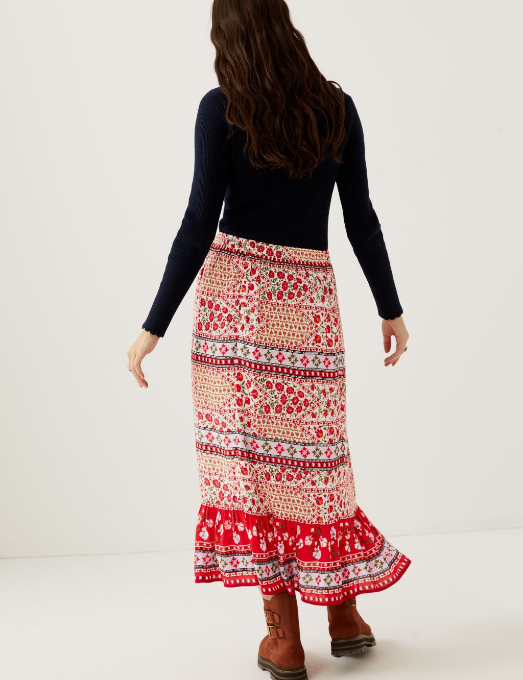 Floral Midaxi Tiered Skirt image 5