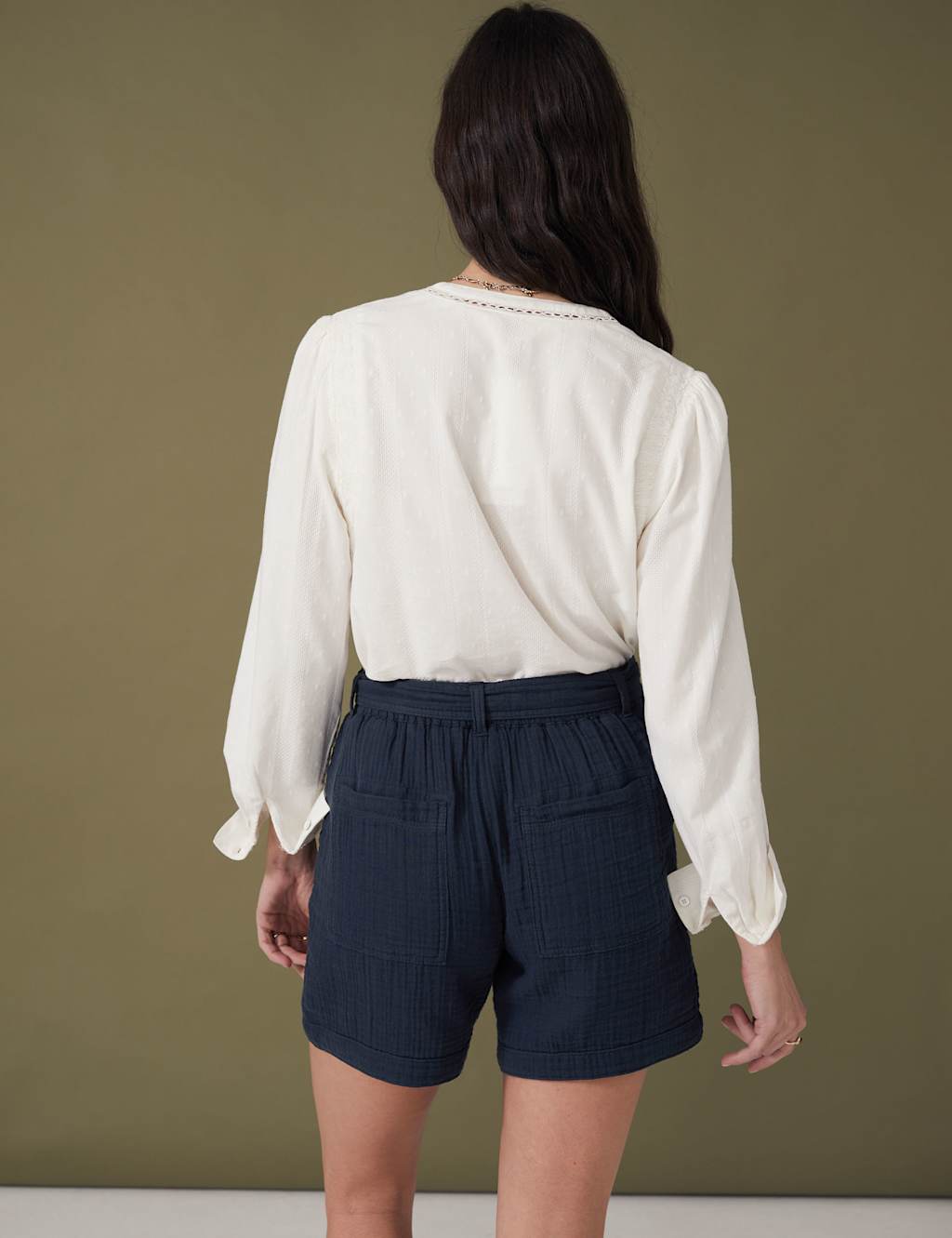 Pure Cotton High Waisted Belted Shorts image 5