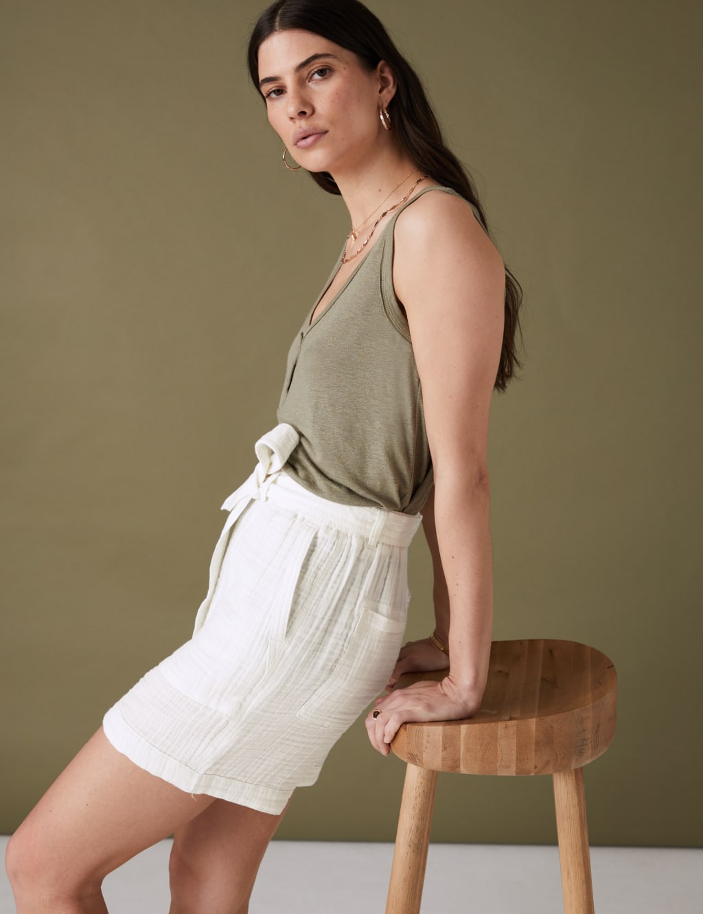 Pure Cotton High Waisted Belted Shorts image 2