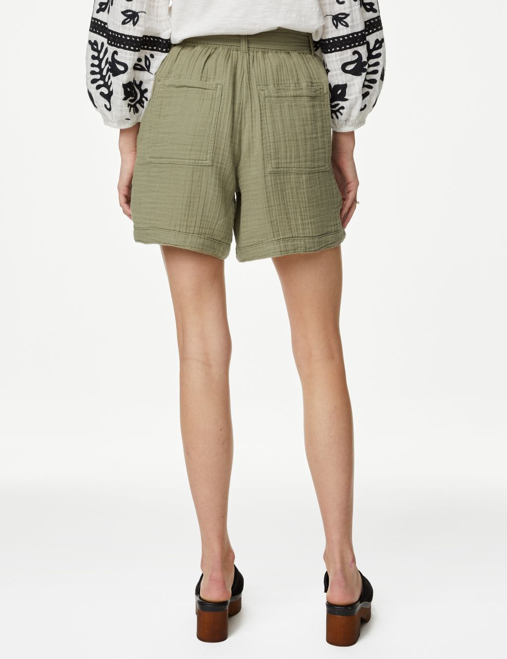 Pure Cotton High Waisted Belted Shorts image 4