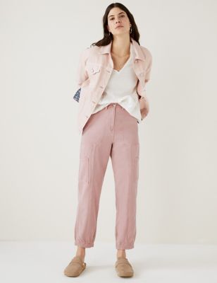 

Womens Per Una Lyocell Blend Cargo Tapered Trousers - Pink Shell, Pink Shell