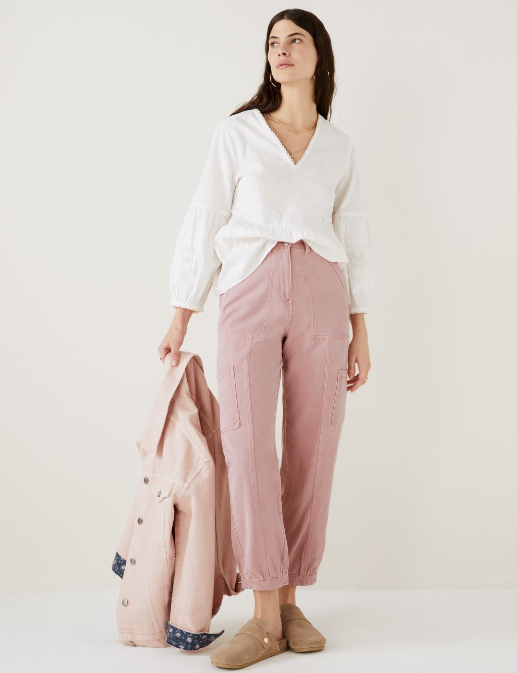 Lyocell Blend Cargo Tapered Trousers image 2