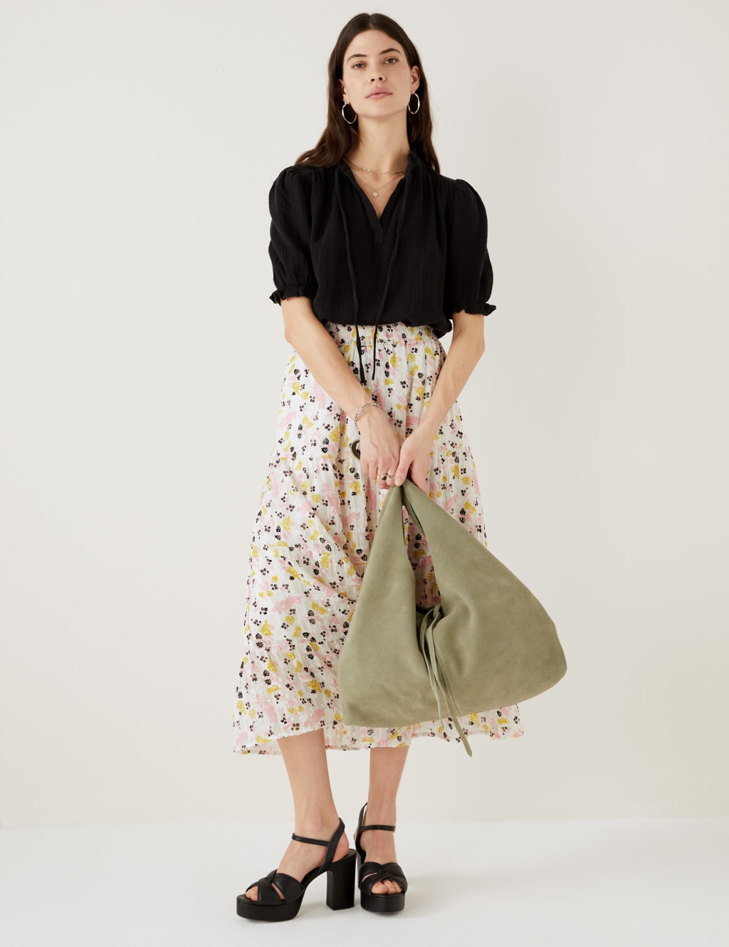 Sparkly Floral Maxi Tiered Skirt image 1