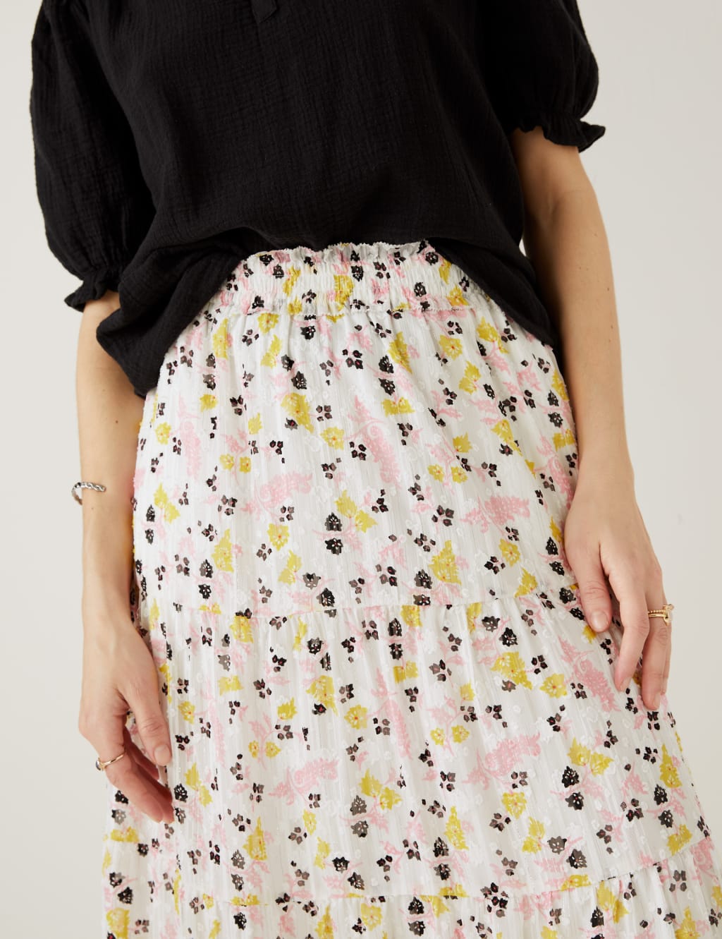Sparkly Floral Maxi Tiered Skirt image 3