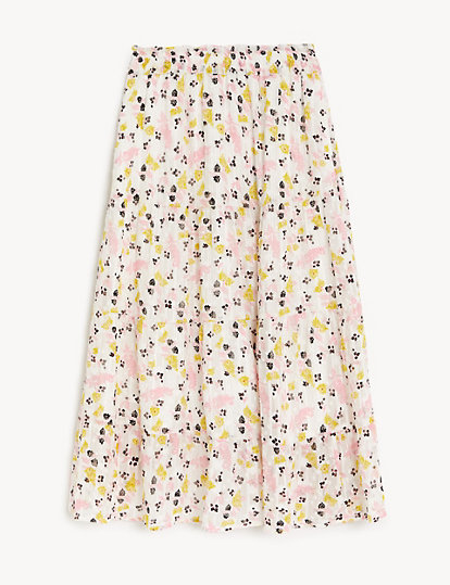 Sparkly Floral Maxi Tiered Skirt