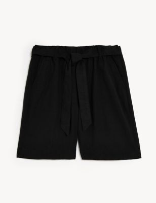 Linen Blend High Waisted Shorts | M&S KR