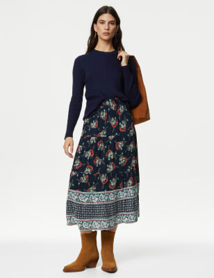 

Womens Per Una Floral Midaxi Tiered Skirt - Navy Mix, Navy Mix