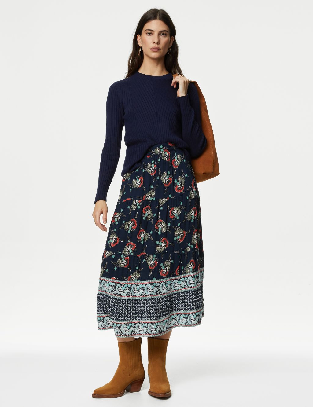 Floral Midaxi Tiered Skirt image 1