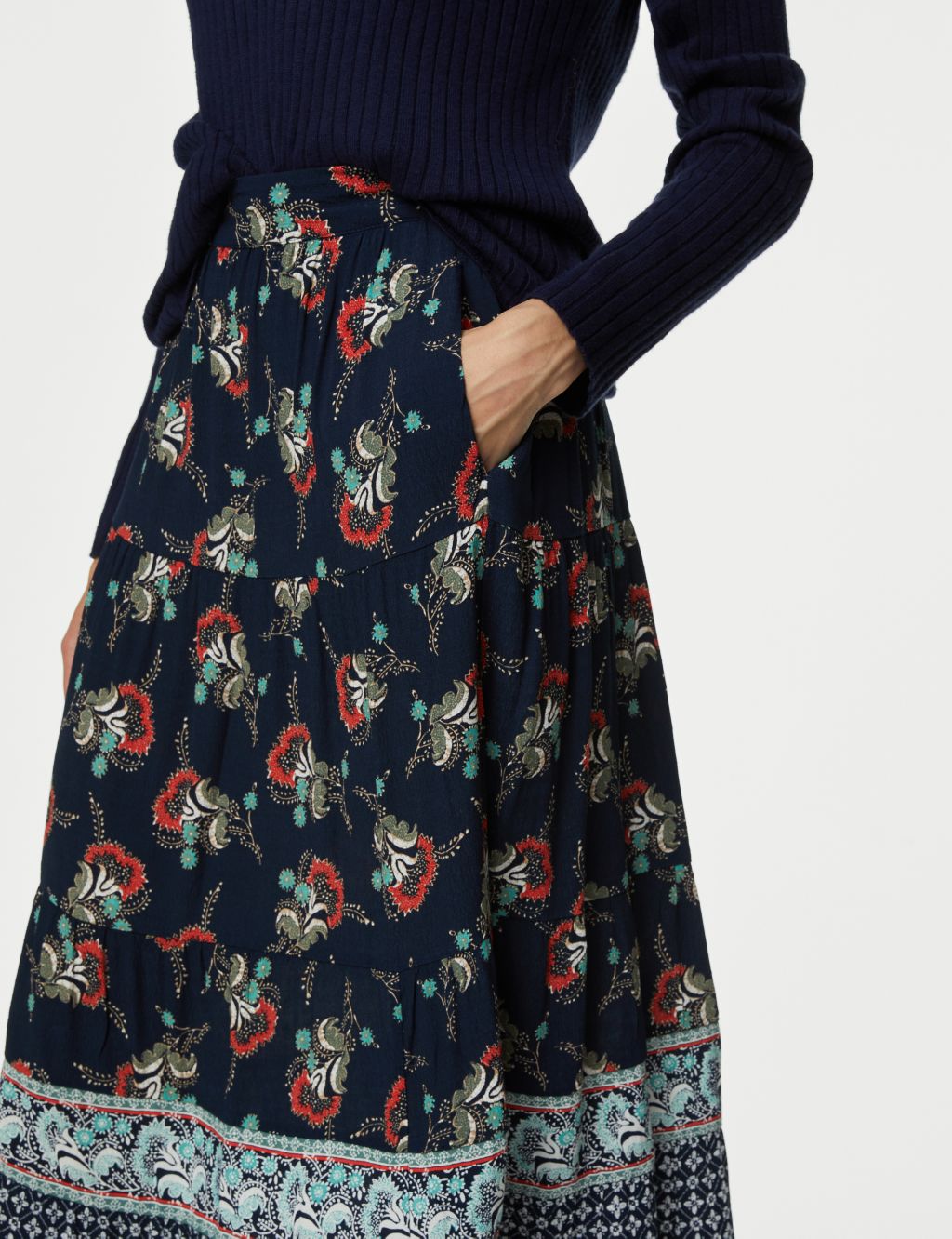 Floral Midaxi Tiered Skirt image 4