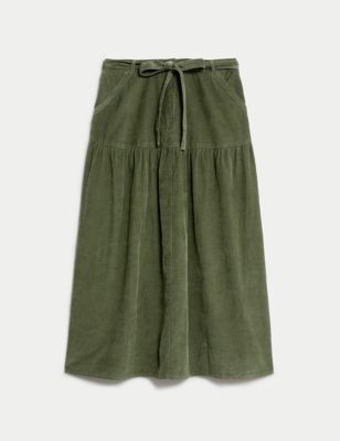 Pure Cotton Cord Midaxi Tiered Skirt