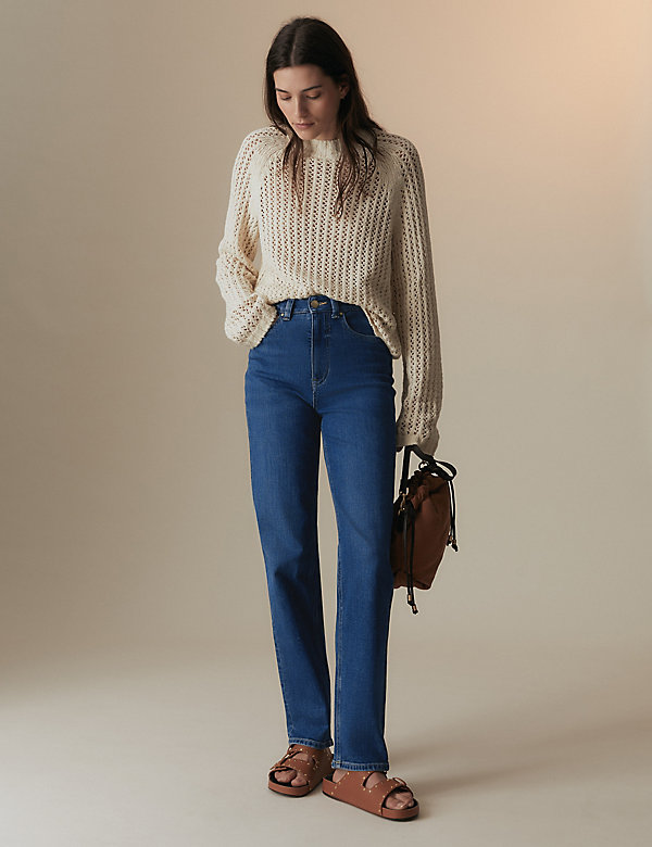Girlfriend Mid Rise Straight Leg Jeans - AT