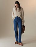 Girlfriend-jeans met middelhoge taille en rechte pijpen