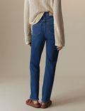 Girlfriend-jeans met middelhoge taille en rechte pijpen