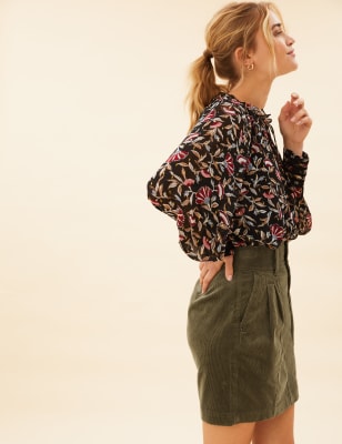 

Per Una Minifalda de pana de algodón de corte en AWomens - Khaki, Khaki